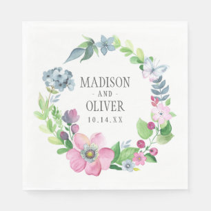 Boho Waterverf Floral & Butterfly   Weddenschap Servet