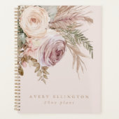 Boho Waterverf Floral Gepersonaliseerde Naam Jaar Planner (Voorkant)