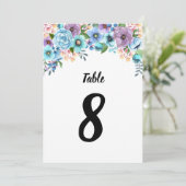 Boho Waterverf Floral Lila en Blauwgroen personali Kaart (Staand voorkant)