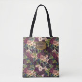 Boho Waterverf Floral Pattern - Burgundy Monogram Draagtas (Voorkant)