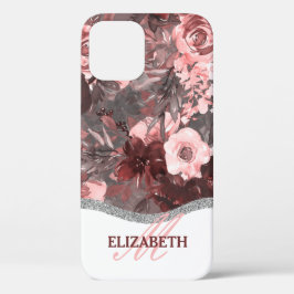 Boho Waterverf Floral Pattern - Roze Monogram Case-Mate iPhone 14 Hoesje