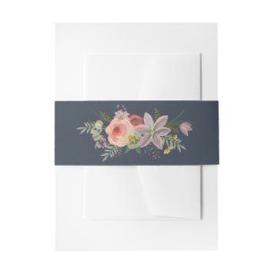 Boho Waterverf Floral Posy Belly Band Uitnodigingen Wikkel