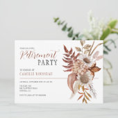 Boho Waterverf Floral Retirement Party Invitation Kaart (Staand voorkant)