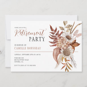Boho Waterverf Floral Retirement Party Invitation Kaart
