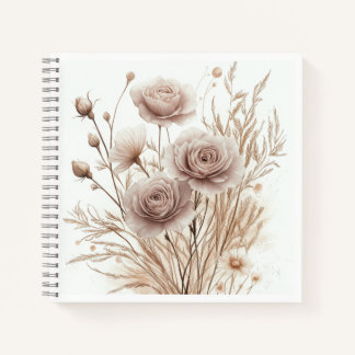 Boho Waterverf Floral Spiral Notitieboek – Elegant