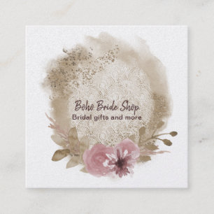 Boho Waterverf Floral Square Visitekaartje