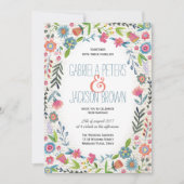 Boho Waterverf Floral | Uitnodigingen voor weddens (Voorkant)