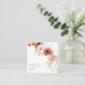 Boho Waterverf Floral Vierkante Visitekaartje (Staand voorkant)