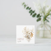 Boho Waterverf Floral Vierkante Visitekaartje (Staand voorkant)