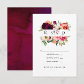 Boho Waterverf Floral Wedding RSVP Kaartje (Voorkant / Achterkant)