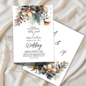 Boho Waterverf Floral Wildflower Wedding Kaart