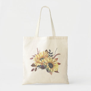 Boho Waterverf Floral Yellow Sunflower Tote Bag