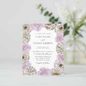 Boho Waterverf Florals Pink & White Wedding (Staand voorkant)