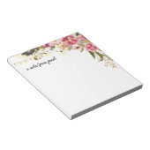 Boho Waterverf Flowers and Feathers Personalized Notitieblok (Schuin)