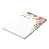 Boho Waterverf Flowers and Feathers Personalized Notitieblok (Gedraaid)