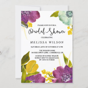 Boho Waterverf Flowers Bridal Shower Invitation Kaart