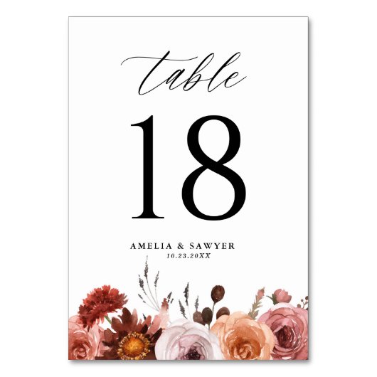 Boho Waterverf Flowers Garland Fall Wedding Kaart (Achterkant)