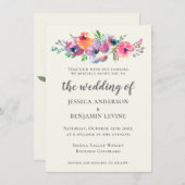 Boho Waterverf Flowers Modern Elegant Wedding Kaart (Voorkant / Achterkant)