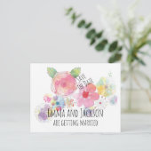 Boho Waterverf Flowers Save the Date Briefkaart (Staand voorkant)