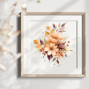 Boho Waterverf Flowers Splash Art Splatter Poster
