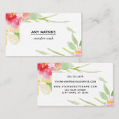 Boho Waterverf Flowers White op White Visitekaartje (Voorkant / Achterkant)