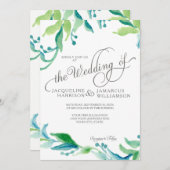 BOHO Waterverf Foliage Greenery Elegant Script Kaart (Voorkant / Achterkant)