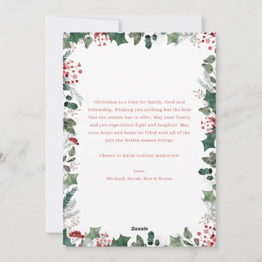 Boho Waterverf Foto Kerst Kaart (Achterkant)