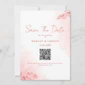 Boho Waterverf gebladerte Terracotta QR Code Huwel Save The Date (Voorkant)