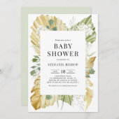 Boho Waterverf Gedroogd Palm Leaves Baby shower Kaart (Voorkant / Achterkant)