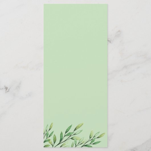 Boho Waterverf Greenery Branch Elegant Wedding Menu (Achterkant)