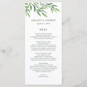 Boho Waterverf Greenery Branch Elegant Wedding Menu (Voorkant)
