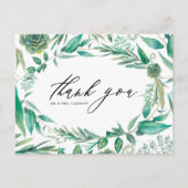Boho Waterverf Greenery en Succulenten Dank u wel Briefkaart (Voorkant)