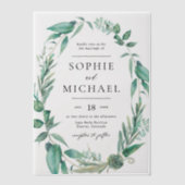Boho Waterverf Greenery en Succulents Wedding Vellum Uitnodigingen (Voorkant)