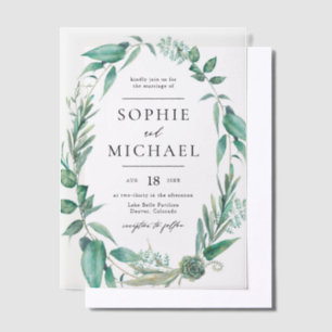 Boho Waterverf Greenery en Succulents Wedding Vellum Uitnodigingen