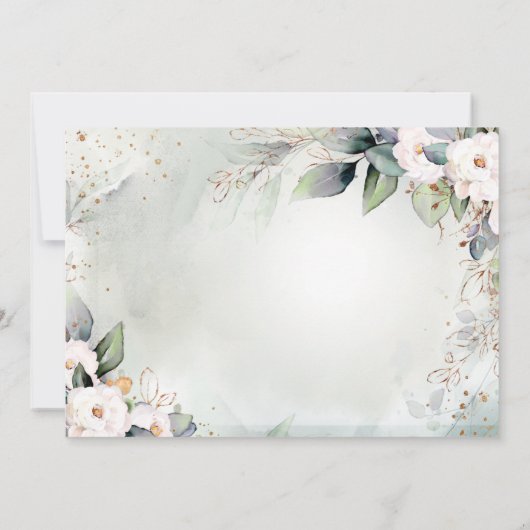 Boho Waterverf Greenery Floral Shiny Modern Save The Date (Achterkant)