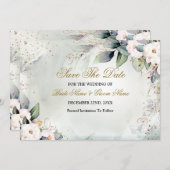 Boho Waterverf Greenery Floral Shiny Modern Save The Date (Voorkant / Achterkant)