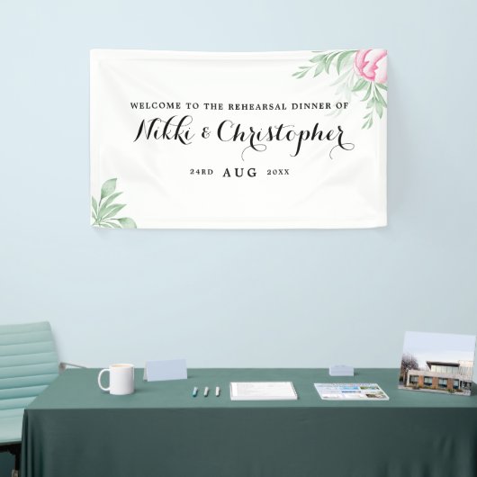 Boho Waterverf Greenery Rehearsal Dinner Spandoek (Beurs)
