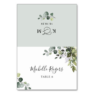 Boho Waterverf Greenery Wedding Place Cards Kaart