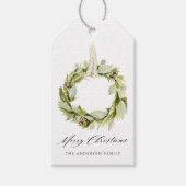Boho Waterverf Greenery Wreath Cadeaulabel (Voorkant)