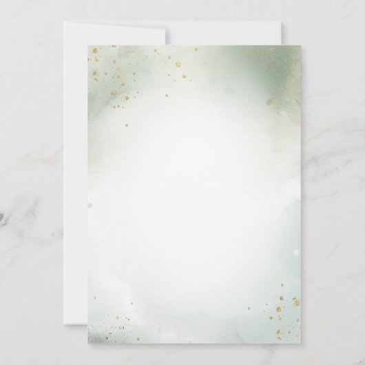 Boho Waterverf Groene Bloemige Glanzende Modern Save The Date (Achterkant)