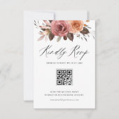 Boho Waterverf Herfst Bloemen Bruiloft QR Code RSVP Kaartje (Voorkant)