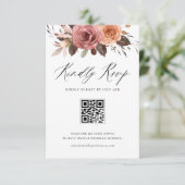 Boho Waterverf Herfst Bloemen Bruiloft QR Code RSVP Kaartje (Staand voorkant)