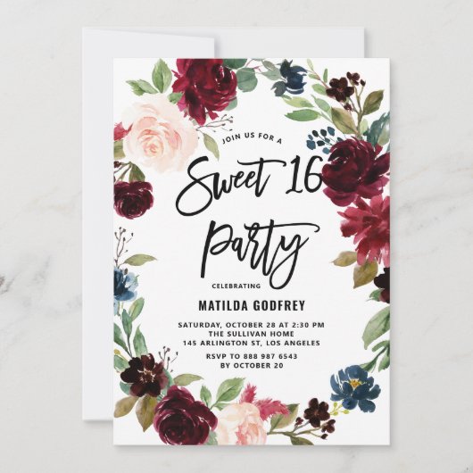 Boho Waterverf herfst bloemenkrans zoet 16 Kaart (Voorkant)