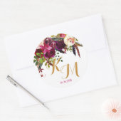 Boho Waterverf Herfst Floral Modern Wedding Label (Envelop)