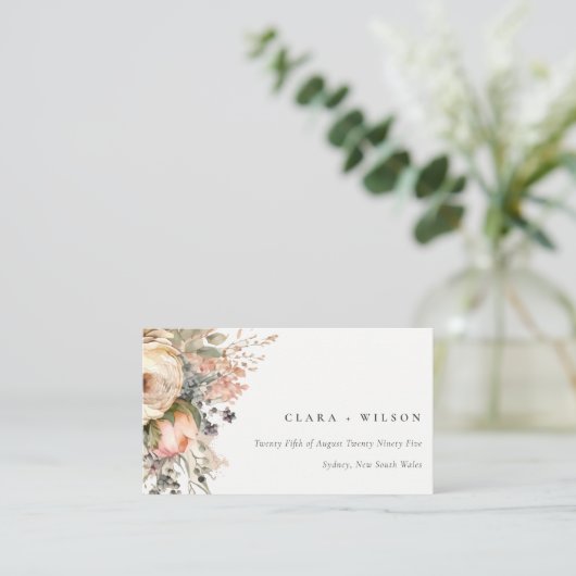 Boho Waterverf Herfst Herfst Bloemen Bruiloft Webs Informatiekaartje (Staand voorkant)