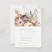 Boho Waterverf Herfst Herfst Bloemen Bunch Bruilof RSVP Kaartje (Voorkant)