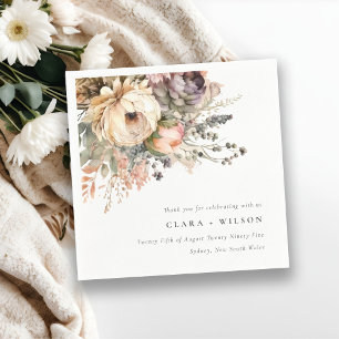 Boho Waterverf Herfst Herfst Bloemen Bunch Bruilof Servet