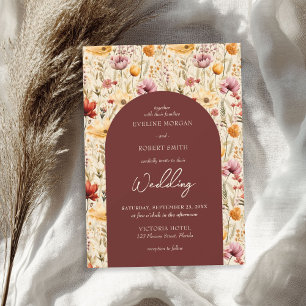 Boho waterverf herfst weide wilde bloemen kaart
