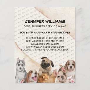 Boho Waterverf Hond Walker Huisdier Zitten Busines Flyer