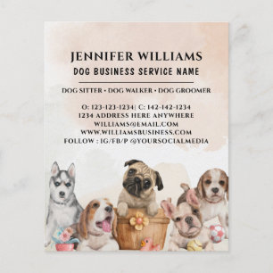 Boho Waterverf Hond Walker Huisdier Zitten Busines Flyer